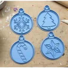 Bola de Natal Kit 4 Cortadores Biscoito para Pasta Americana Confeitaria Natalina Decoração de Bolo Lembrancinha