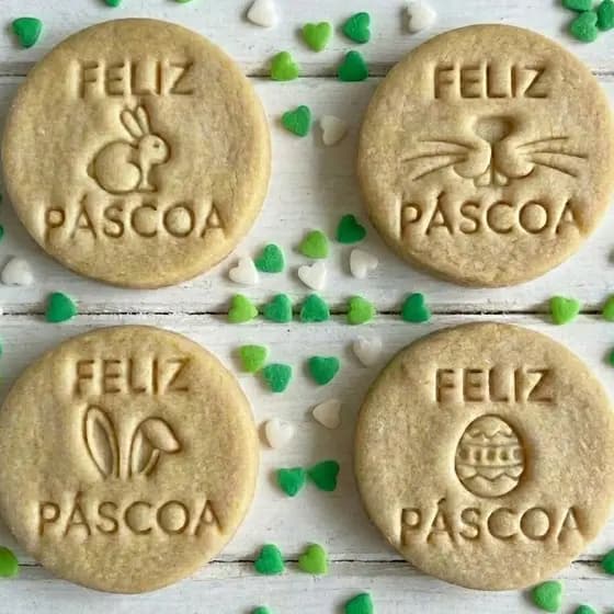 Feliz Páscoa Coelho Ovo Kit Cortador e Marcador Biscoito Coelhinho 4 Modelos Cookies Decorados Confeitaria Profissional