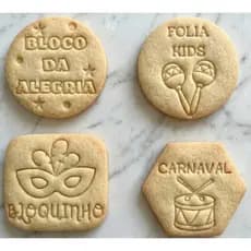 Carnaval Bloquinho Folia Kit 4 Cortadores Biscoito para Pasta Americana Confeitaria Criativa Decoração de Bolo Festa