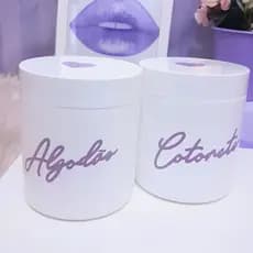 Kit 2 Porta Cotonetes Algodão Organizador e Decorador Plástico Lilás