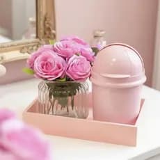Lixeira Pequena Penteadeira Bancada Cantinho Café Plástico Rosa e Cores