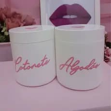 Kit 2 Organizadores Plástico Personalizado Branco Rosa