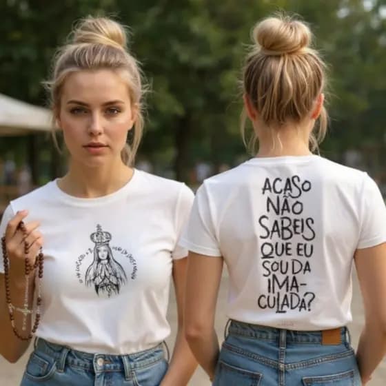 Camiseta Católica Tshirt Babylook Feminina Acaso Não Sabeis Sou da Imaculada Cores
