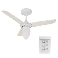 Ventilador teto com controle de parede para quarto sala salão decoração casa toda Aliseu Iceberg White