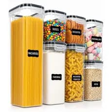 Pote Hermetico Kit 7 Trava Plastico Organizador Mantimento Cozinha Empilhavel Transparente
