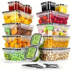 Pote Hermetico Kit 14 Trava Plastico Organizador Mantimento Cozinha Empilhavel Transparente