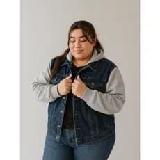 Blusa De Frio Feminina Jaqueta Jeans Moletom Plus Size Com touca