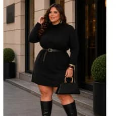 Vestido Plus Size Moda Gringa Tamanho Grande Tendencia de Inverno Poncho Lanzinha
