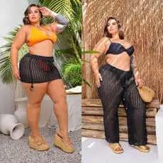 Kit Saia e Calça Saida de Praia Plus Size Com Ajuste na Cintura  Conforto Perfeito para o Verão