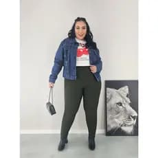 Calça Legging Bandagem Sem Ziper Plus Size