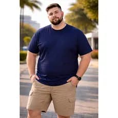 Camiseta Casual Masculina Plus Size Algodão Premium