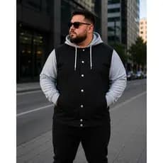 Jaqueta Jeans Plus Size Masculina Com Cap uz Ajustavel Moletom Casual
