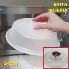 Tampa Microondas Plástica 24cm Transparente Evita Sujeira Respingo Cozinha