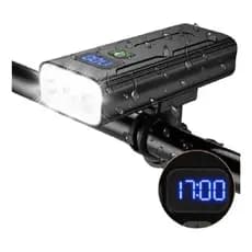 Farol de Bike 3 Leds Medidor de Bateria Digital Resistente a Chuva Recarregamento a Cabo