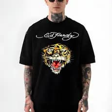 camisa OVERSIZED Ed hardy tigre vintage streetwear