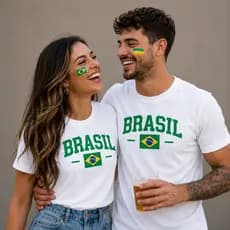 Kit 2 Camisetas Do Brasil Casal Namorados Unissex Algodão Envio Imediato