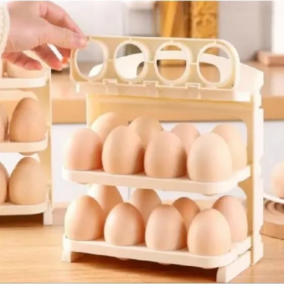 Organizador Suporte Para Ovos Com 3 Andares Dobrável Cabe 24 ovos