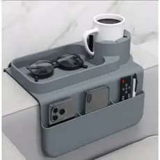 Suporte Bandeja Esteira De Braço Sofá Organizador Porta Copos Controle Flexível Dobrável Em Silicone