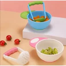 Kit Preparador de Papinha para Bebê Infantil Pote com Espremedor