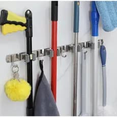 Suporte Vassoura Inox Porta Vassoureiro Parede 9 Acessórios