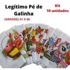 Pano de Prato Estampado Pé de Galinha Legítimo Original Kit 10 unidades tamanho Grande