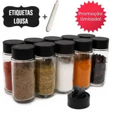 Kit  Potes Tempero Cozinha + Caneta + Etiquetas - Condimentos Potes Completo