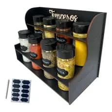 Porta Temperos 8 Potes Mesa Parede em Mdf Pintado Pote tempero Condimentos Mandimentos Original