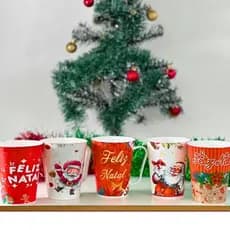 Kit 5 Canecas 430 ml Natal Personalizada Plástico Reutilizável - Caneca Natalina, Presente
