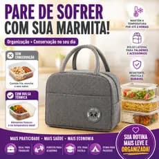 Bolsa Térmica Marmita com Bolso Lateral Lancheira Térmica Grande para Trabalho Academia