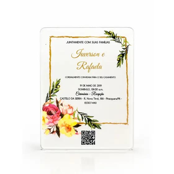 Convite de Casamento Luxo em Acrílico com Impressão UV Personalizada