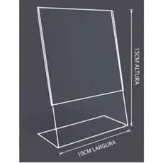 Display de Mesa em Acrílico Transparente Porta Preço Menu QR Code 10x15 cm