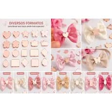 Kit 50 Mini Apliques em Acrílico Espelhado 1cm – Diversos Formatos para Laços, Artesanato e Personalização