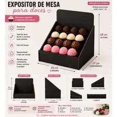 Expositor de Mesa para Doces em MDF Desmontável | Organizador para Brigadeiros, Trufas e Bombons