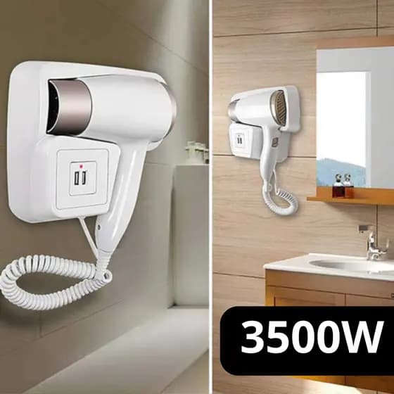 Secador De Cabelo 3500W Para Airbnb e Hotel Profissional Fixado Na Parede
