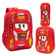 KIT Mochila LANCHEIRA ESTOJO Infantil Masculina Carros 3d Alto Relevo