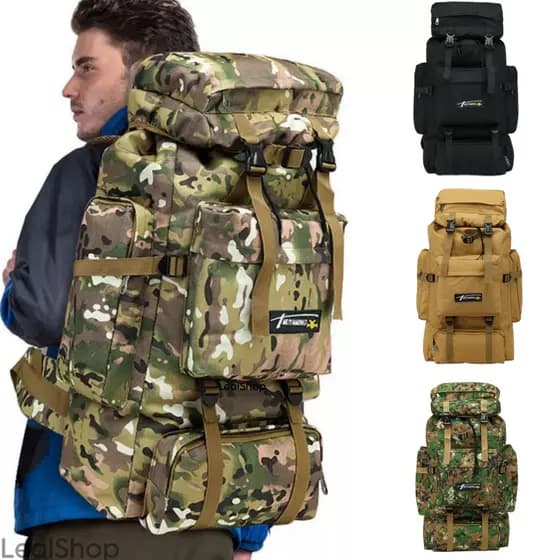 Mochila Grande Impermeável Militar Camuflada Camping Trilha 80L