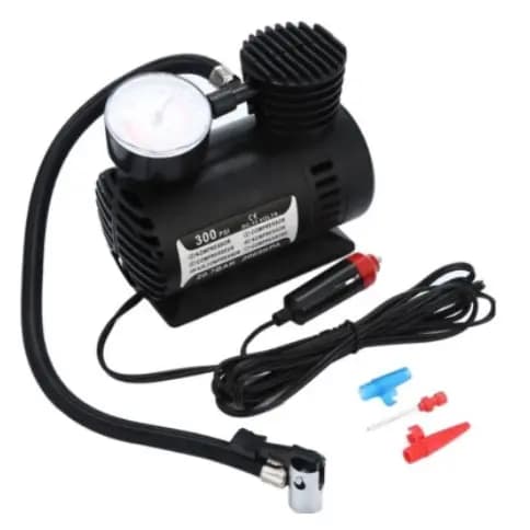 Compressor De Ar Mini Portatil Encher Pneu Carro 12v + Bicos Bomba para encher pneu pronta entrega