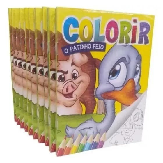kit com 40 livrinhos infatis Patinho feio e Companhia para colorir  A Pronta Entrega