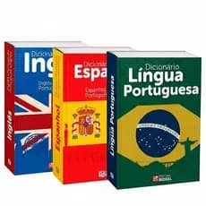 Kit Escolar Bilíngue Mini Dicionários Português Inglês Espanhol Pronta Entrega