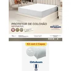 Kit Capa Protetor Colchão Queen Ortobom + 2 Capas Travesseiro Impermeável Ortobom