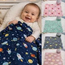 Manta Baby Microfibra Estampada 70CM X 95CM - Mantinha Macia Berço Bebê
