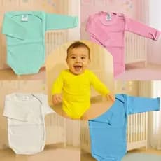 Body para Bebê Manga Longa em Malha Algodão P M e G