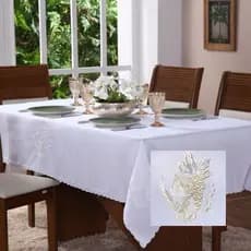 Toalha de Mesa Retangular 4,6,8 e 10 Cadeiras - Toalha Lisa Bordada de Mesa - Cozinha e Igreja