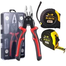 Kit Alicate 5 em 1 com Cabeças Intercambiáveis e Trena Emborrachada 3 Metros Profissional