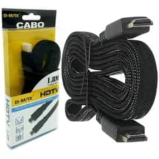 Cabo HDMI Flat 1,8 Metros 1.4 Blindado Malha Reforçada Áudio Vídeo 3D 4K Full HD Alta Qualidade