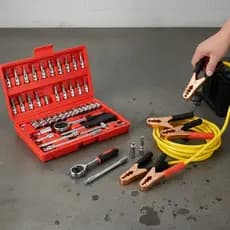 Kit Emergência Veicular Maleta Ferramentas 46 Peças + Cabo Transferência Bateria 800A 12V 24V