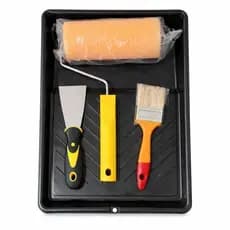 Kit de Pintura Completo 4 Peças com Rolo Bandeja Espátula Pincel Ideal Pintura Interna e Externa
