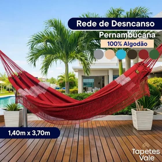 Rede de Descanso Casal Pernambucana  100% Algodão Varias Cores Resistente Rede de Dormir