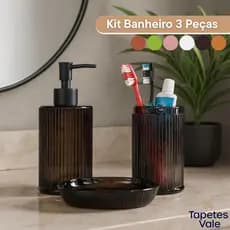 Kit Banheiro Lavabo 03 peças Porta Sabonete  Porta Escova de Dente para Decoração