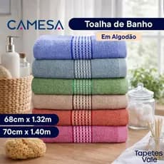 Toalha De Banho Camesa Algodão Robusta Confortável 70cm X 1.40m e 68cm X 1.32m 370g